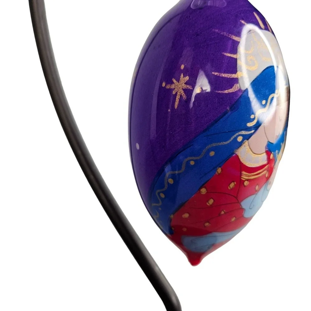 Pier 1 Li Bien Glass Ornament Madonna Jesus Mary 2012 Handpaint Teardrop Gift Bx